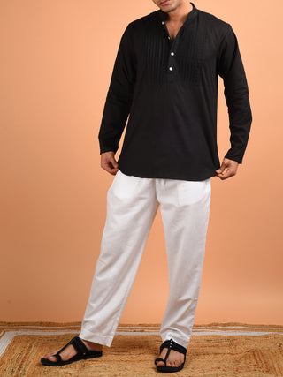 Pin Tuck Shirt Kurta Black Kalp