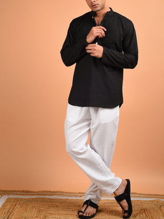 Pin Tuck Shirt Kurta Black Kalp