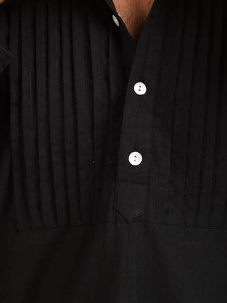 Pin Tuck Shirt Kurta Black Kalp