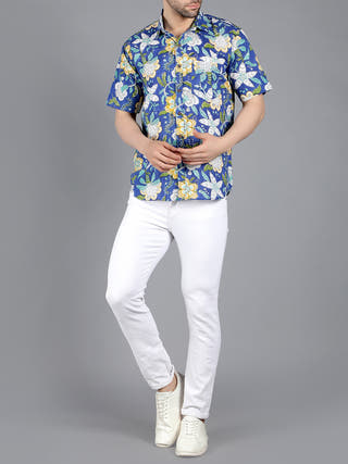 Milkyway Handblock Printed Shirt Blue KALP