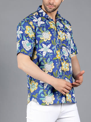 Milkyway Handblock Printed Shirt Blue KALP