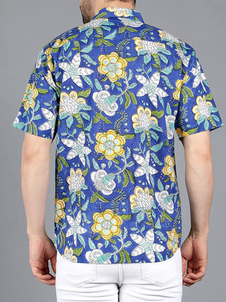 Milkyway Handblock Printed Shirt Blue KALP