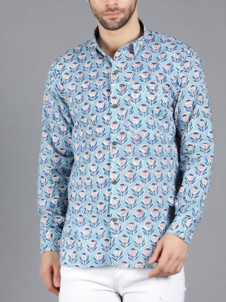 Orion Handblock Cotton Shirt Blue Kalp