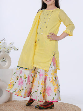 Nazm Sharara Set Yellow Pink KALP