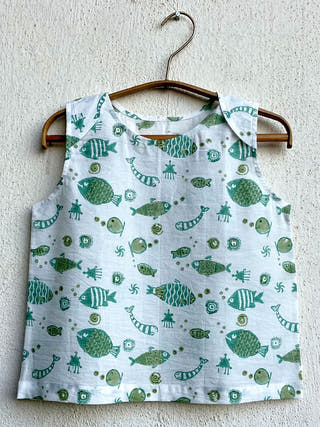 Kids Unisex Organic Koi Jhabla  Bag - Patang And Mint Koi Whitewater Kids