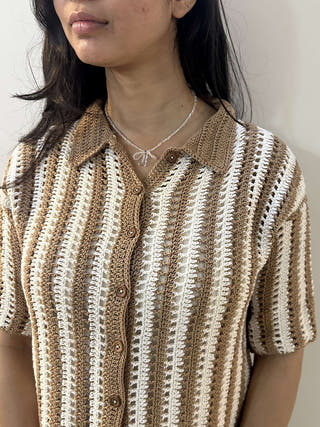 Earth Stripe Crochet Shirt