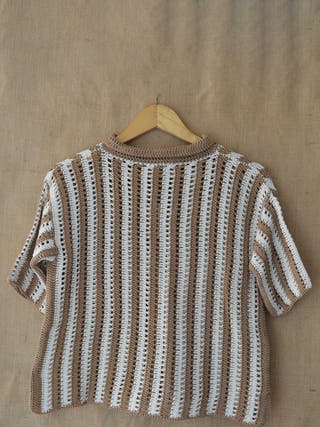 Earth Stripe Crochet Shirt