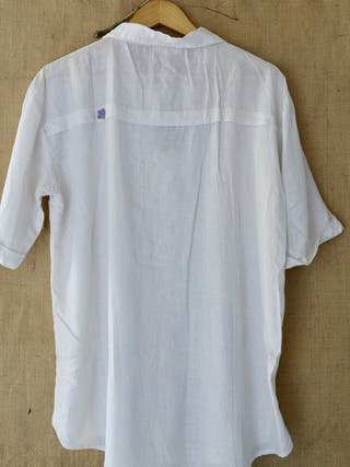 White Serene Stich Linen Shirt