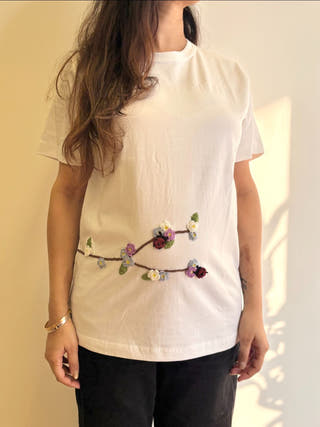 White Serene Stitch T-Shirt