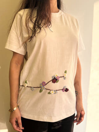 White Serene Stitch T-Shirt