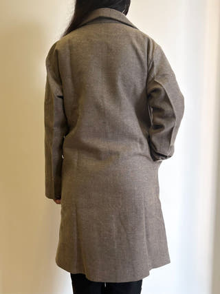 Beige Striped Straight Fit Woollen Jacket