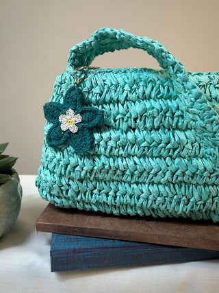 Teal Crochet Hand Bag Ikriit'm