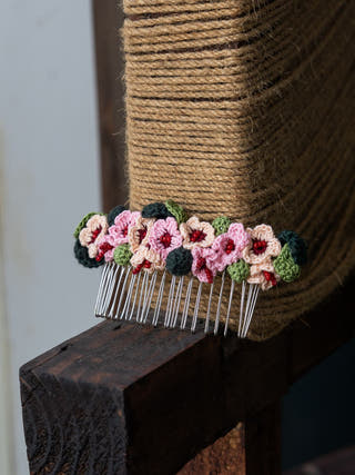 Pink and Peach Daisies Hair Comb
