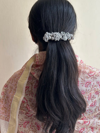 Silver Flowers Hair Clip Ikriit'm