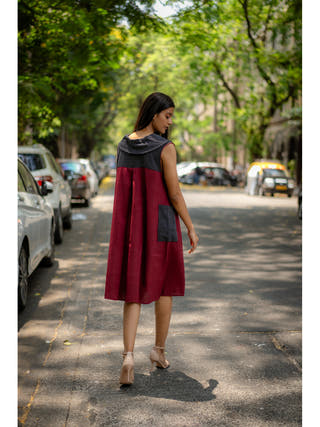 Natural Dye Cowl Neck Handloom Dress Krushnachuda