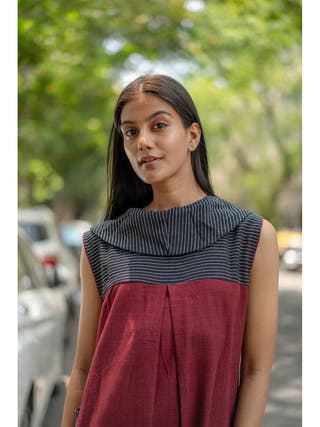 Natural Dye Cowl Neck Handloom Dress Krushnachuda