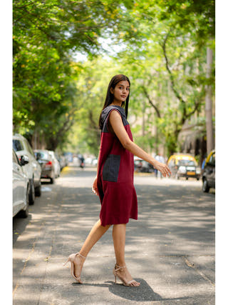 Natural Dye Cowl Neck Handloom Dress Krushnachuda