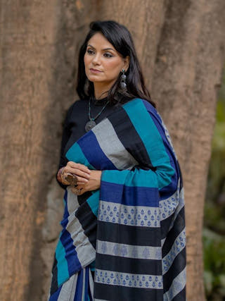 Kapaas blue Saree SoulWeaves