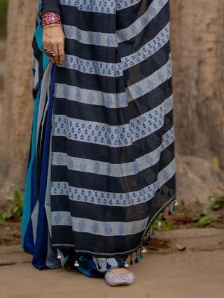Kapaas blue Saree SoulWeaves
