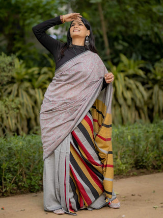 Kapaas Grey Saree SoulWeaves