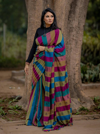 Kapaas pink blue Saree SoulWeaves