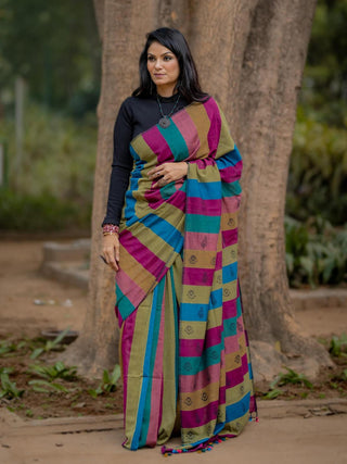 Kapaas pink blue Saree SoulWeaves