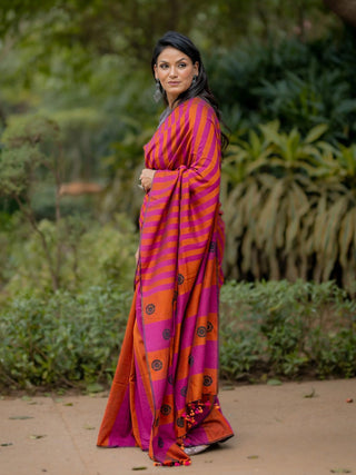 Kapaas Pink Orange  Saree SoulWeaves