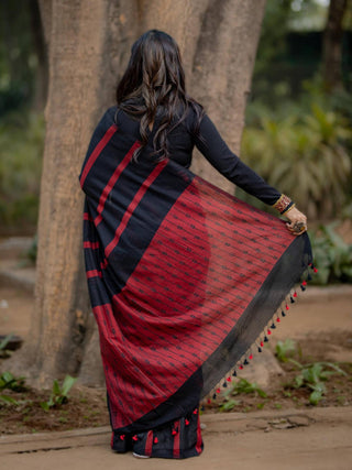 Kapaas Black and Red Saree SoulWeaves