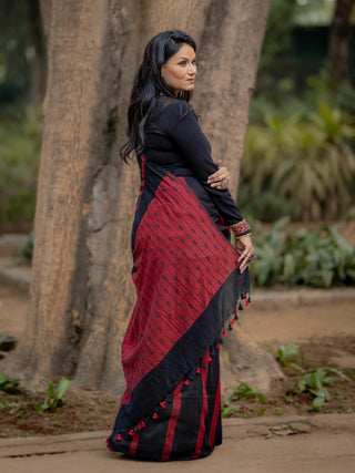 Kapaas Black and Red Saree SoulWeaves