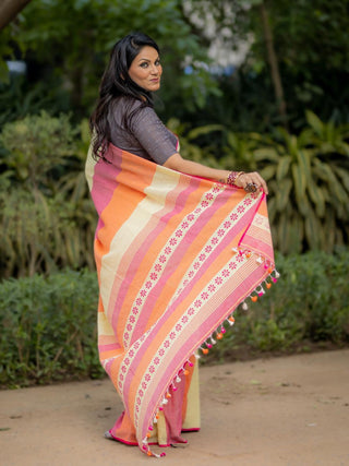 Kapaas Yellow Orange  Saree SoulWeaves