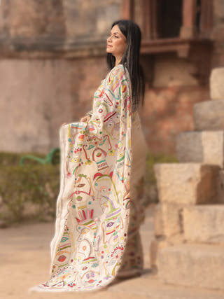 Kantha Faces Saree SoulWeaves