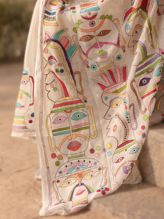 Kantha Faces Saree SoulWeaves