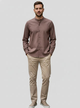 Kaza - Brown Shirt with Mandarin collar