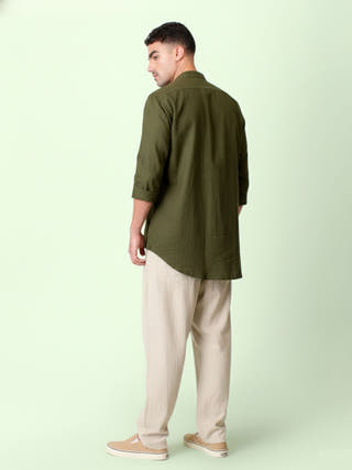 Kaza - Olive Shirt with Mandarin collar
