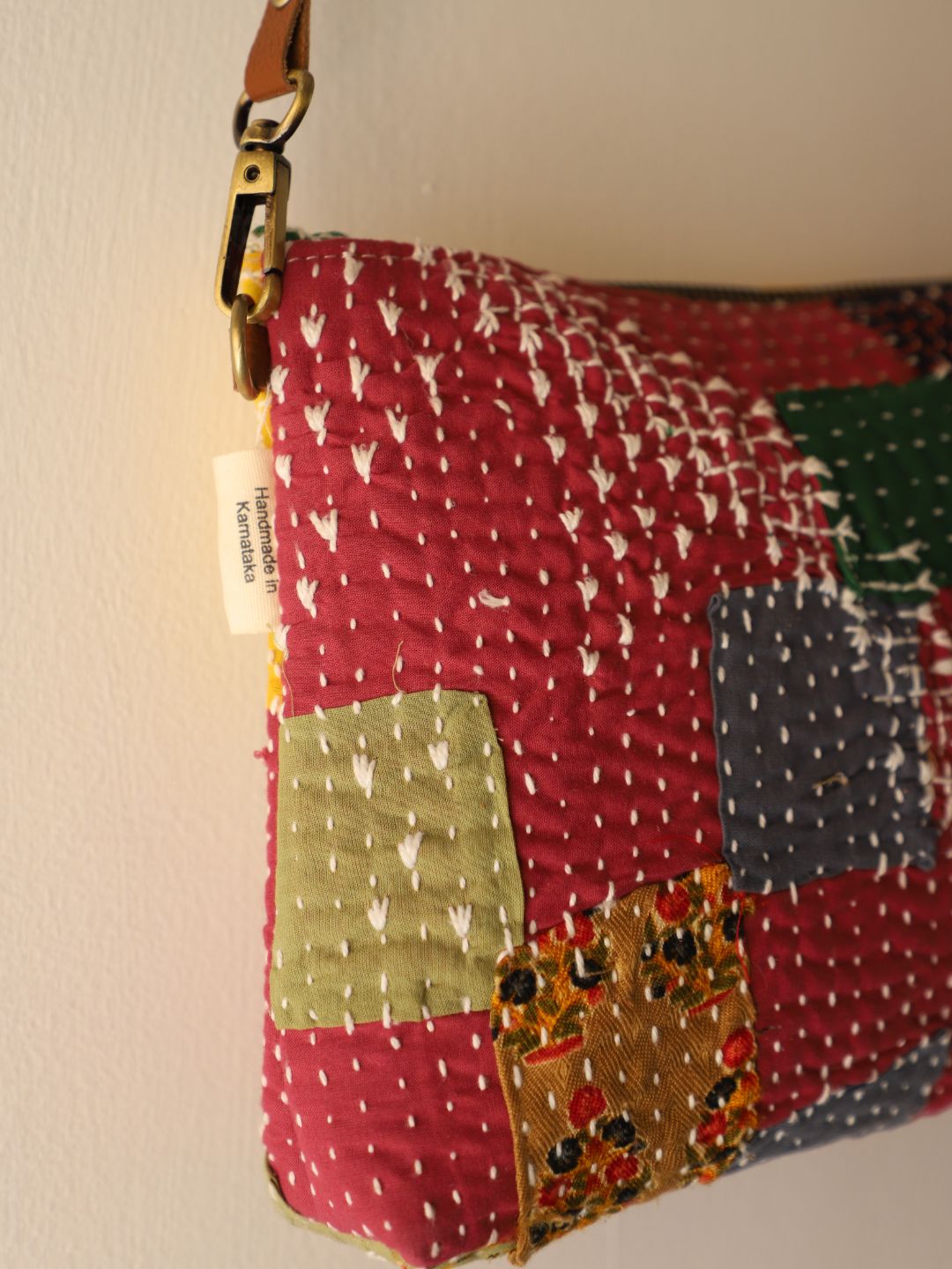 Patched and quilted handmade bag No.2 made from leftover natural fabrics,  one of a kind | damaja