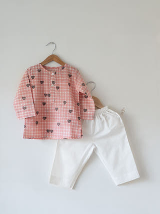 I Want To Be Like Grandpa Kurta Pajama Set | Peach