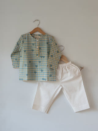 I Want To Be Like Grandpa Kurta Pajama Set | Blue