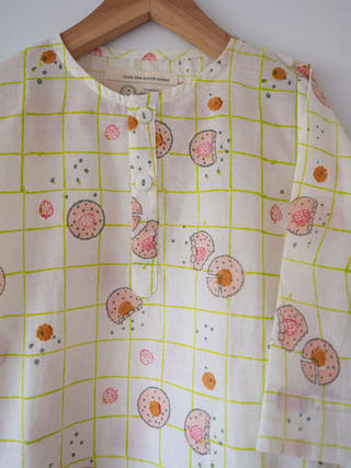 Cookie Print Sleepover Party Kurta and Shorts Co-ord Set