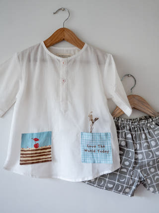 First Slice Print Sleepover Party Kurta and Shorts Co-ord Set