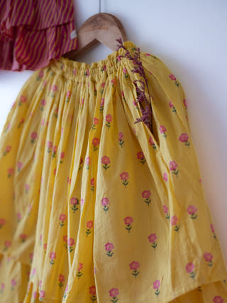 Meera Pink Striped Halter Choli And Yellow Floral Booti Lehenga Set