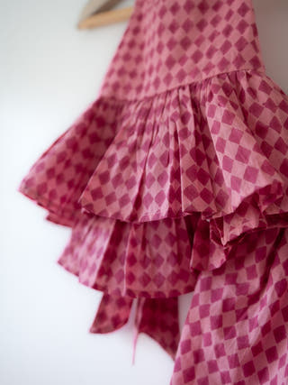 Mishri Pink Rhombus Halter Top & Wide-Leg Palazzo Set