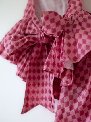 Mishri Pink Rhombus Halter Top & Wide-Leg Palazzo Set