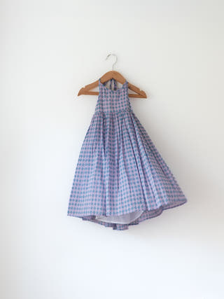 Saaz Purple Geometric Print Halter Maxi Dress
