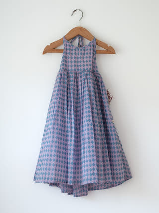 Saaz Purple Geometric Print Halter Maxi Dress