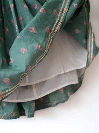Kopal Magenta Polka Blouse & Green Floral Booti Lehenga Set