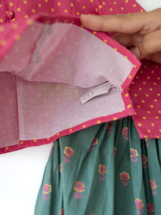 Kopal Magenta Polka Blouse & Green Floral Booti Lehenga Set