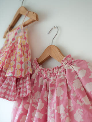 Leela Flared Top With Pink Floral Cowl Dhoti Pants Co-Ord Set