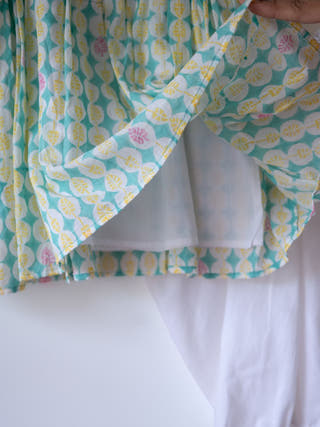 Rasa Green Monstera Print Kurta With White Cowl Dhoti Pants Set With Dupatta