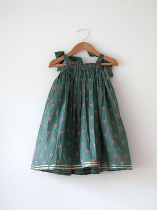 Kopal Magenta Polka Blouse & Green Floral Booti Lehenga Set