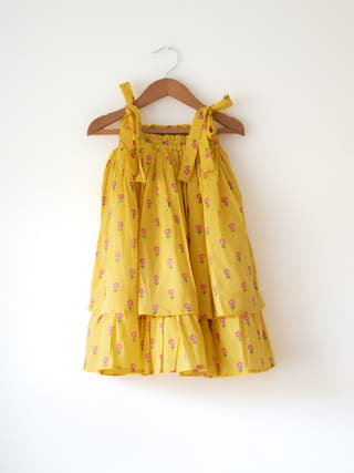 Meera Pink Striped Halter Choli And Yellow Floral Booti Lehenga Set